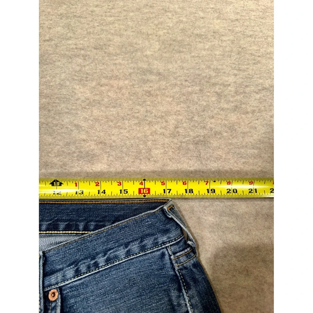 Levis 501‎ Straight Fit Jeans Mens 36x32 Blue Whiskering Denim Cotton Button Fly